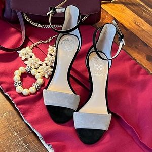 Grey and black suede ankle strap Vince Camuto “Court” Sz 4.5
